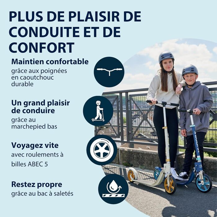 Самокат HUDORA BigWheel 215 алюмінієвий, до 100 кг, складаний, для дітей, підлітків та дорослих