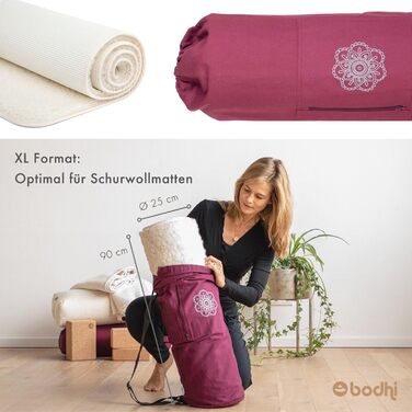 Сумка для йога-килимка Bodhi SURYA Cotton XL бавовняна з мандалою, фіолетова, 75 см