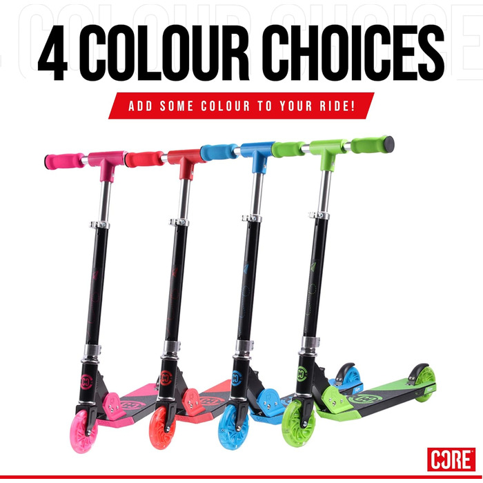 Самокат дитячий CORE Foldy Kinderroller 6-12 років, рожевий, LED-колеса, складаний, регульована ручка