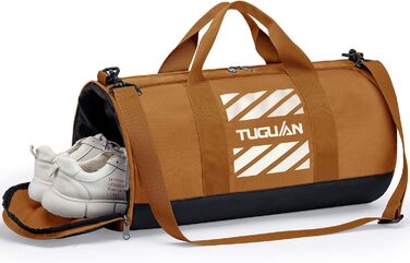 Спортивна сумка TUGUAN 40Л для чоловіків з відділенням для взуття та вологих речей, сумка для тренувань, фітнесу, баскетболу та футболу, коричнева