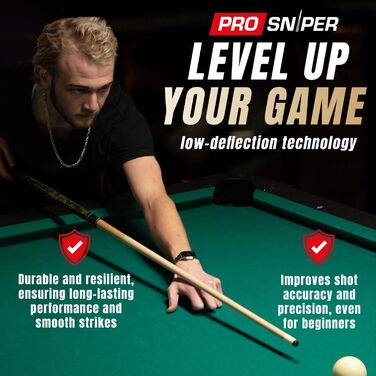 Набір біліардних київ преміум-класу (4 шт.) | 147 см, 539 г канадський клен | Низький відгін, 4 крейди | Для дому та барів