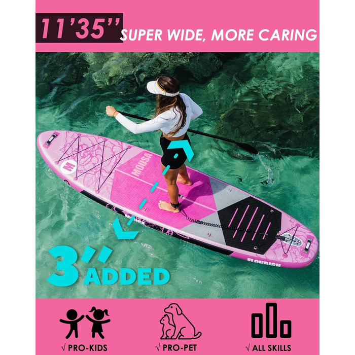 Надувний SUP-борд 10'8 x 35' для 3 осіб: стабільний, з рюкзаком та веслом