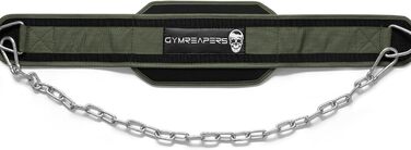 Пояс для підтягувань Gymreapers з ланцюгом для важкої атлетики, підтягувань та віджимань - міцна сталева ланцюг для додаткових силових тренувань, колір Ranger Green