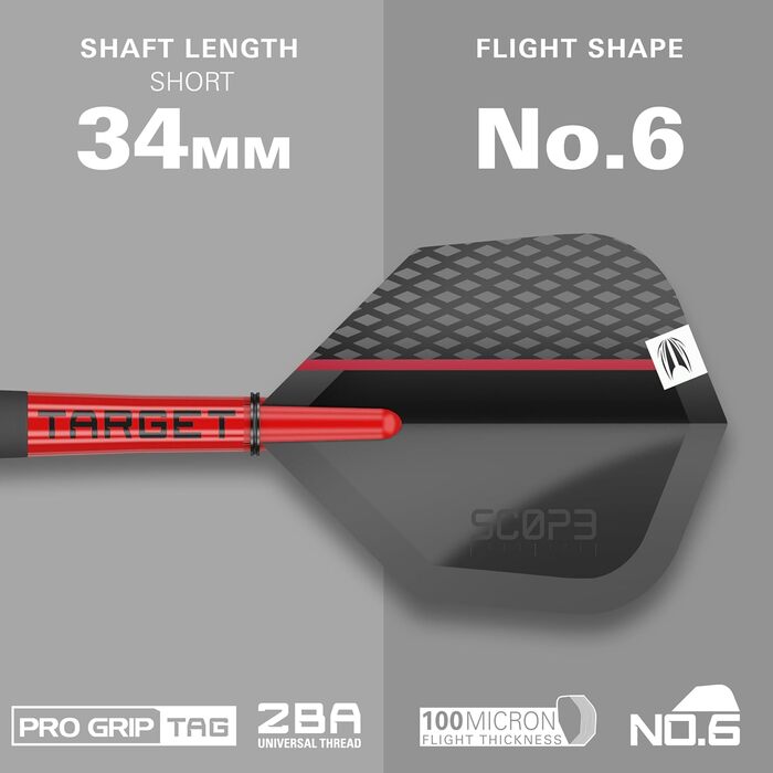Набір електронних дартс Target Darts Scope Softdarts, 90% вольфрам, червоні та чорні дартси з Pixel-наконечниками, ваги 18/19/20/21 г