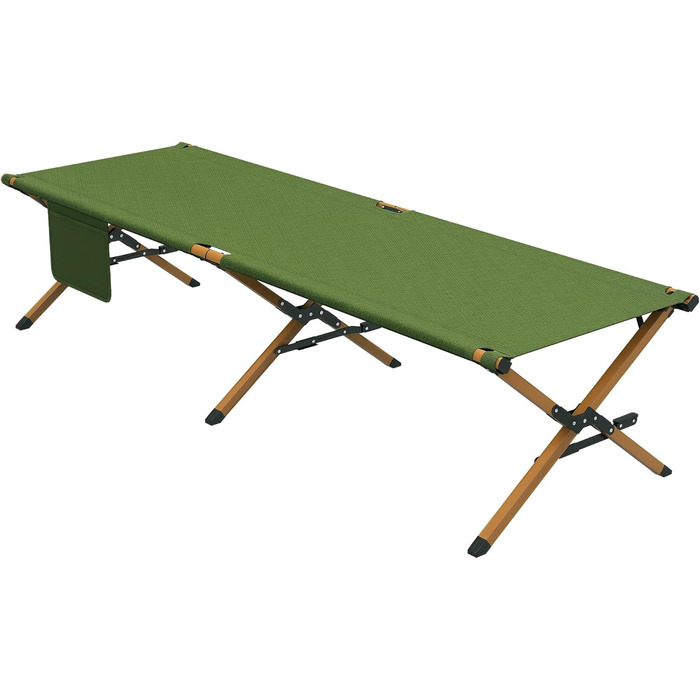 Розкладне ліжко для кемпінгу Outsunny - 196x64x45 см, до 200 кг, темно-зелене. Ідеально для відпочинку на природі, вдома та в саду.