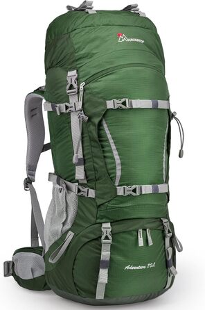 Рюкзак для туризму MOUNTAINTOP 70 л з внутрішнім каркасом, для чоловіків і жінок, з дощовиком, темно-зелений, для походів, кемпінгу, подорожей