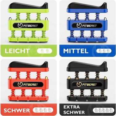 FitBeast Fingerkrafttrainer: Набір для тренування пальців (4 шт.) - для музикантів, скелелазів