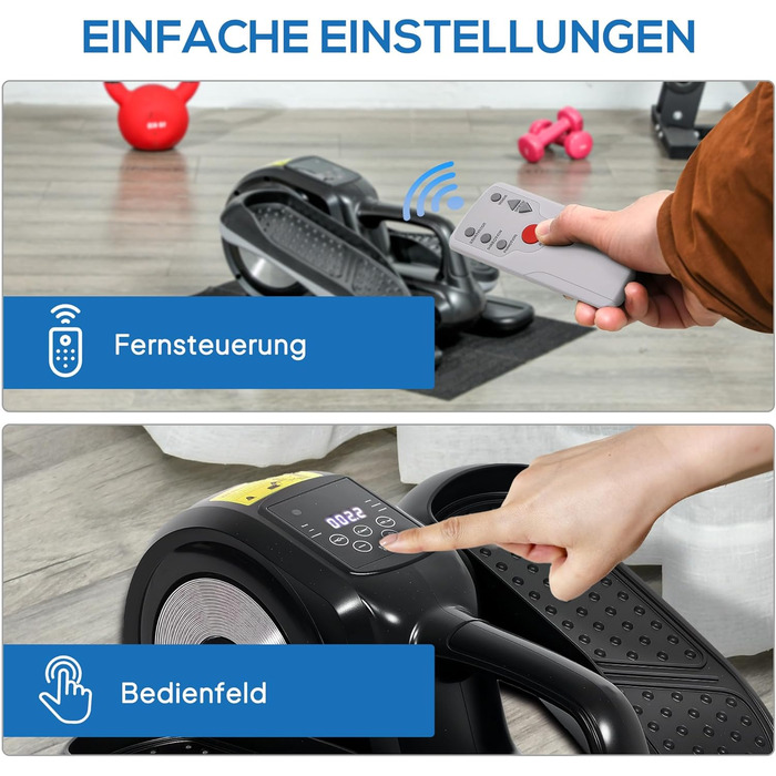 Міні-еліптичний тренажер SPORTNOW під стіл: крос-тренажер для дому з LCD, пультом ДУ та регулюванням швидкості