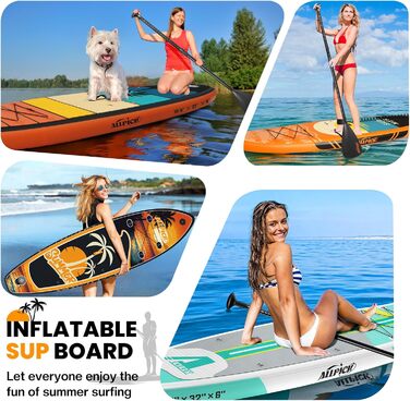 Надувний SUP-борд ALLPICK Premium з аксесуарами, тримачем для камери, регульованим веслом, для початківців та досвідчених, 200 кг, колір: Глибокий синій