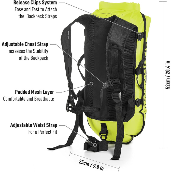 Плавальна буй Open Water Backpack 28 л з водонепроникним мішком та знімним підкладкою. Плавальний буй для дорослих, легкий, міцний та легко складається. Жовтий.