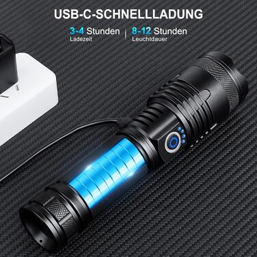 Тактичні ліхтарі Zeusfire 2 шт. 1000000 люмен, водонепроникні IPX6, 5 режимів, для кемпінгу, туризму, тактики, чорний