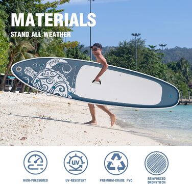 Надувний SUP-борд FEATH-R-LITE Stand Up Paddling Board: стабільний дизайн, преміум аксесуари (сірий)