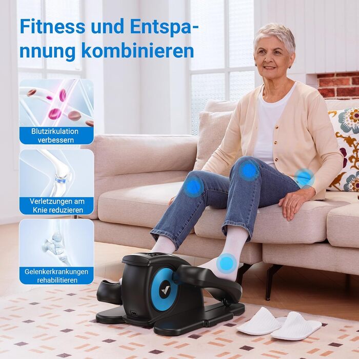 Міні еліптичний тренажер MERACH з пультом, дисплеєм, 12 швидкостей, тихий та портативний степер для дорослих, молоді та людей похилого віку, чорний