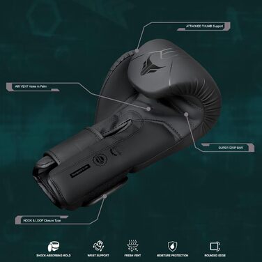 Боксерські рукавички Mytra Fusion 16oz чорні з бинтами, для MMA, Муай Тай, кікбоксингу, чоловічі та жіночі, тренувальні