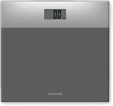 Salter 9206 електронна ваги для людей, скляна платформа, аналіз жиру, LCD, Step-on, 180 кг, сіро-срібляста