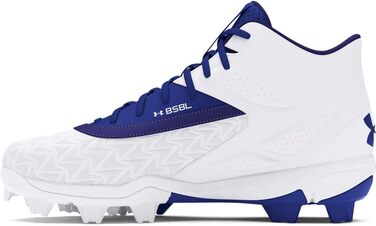 Кросівки-шипові Under Armour Leadoff Mid Rm Jr 3.0 для бейсболу, чорно-білі, розмір 8 Child (400 Royal White Royal)