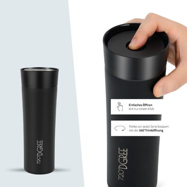 Термочашка 720°DGREE PleasureToGo 2.0, 460 мл, нержавіюча сталь, ізольована, герметична, BPA Free, зелена, для кави та напоїв, з 360° отвором, зберігає тепло 6 годин, холод 12 годин