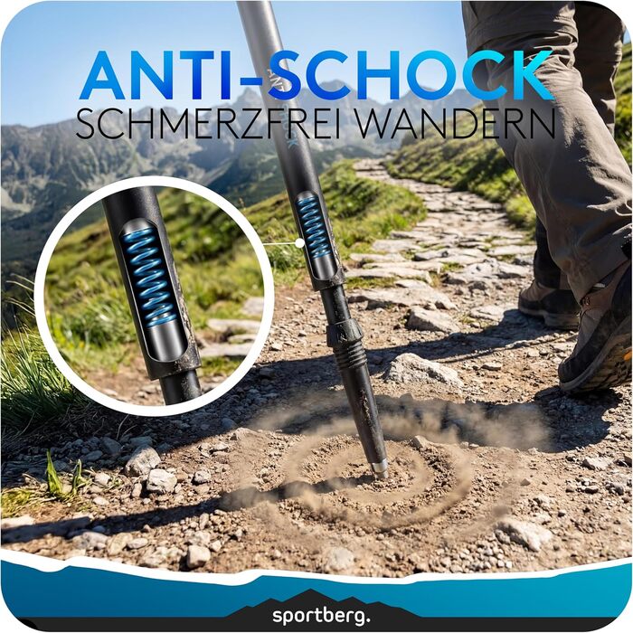 Телескопічні палиці для скандинавської ходьби та хайкінгу з карбону та алюмінію, з корковими ручками, регульовані за висотою, унісекс