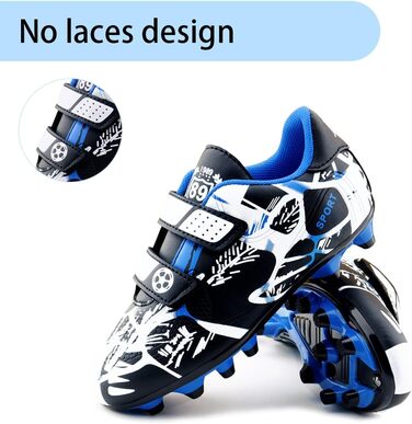 Дитячі футбольні бутси для хлопчиків та дівчаток, Outdoor, тренувальні, для штучного газону, з шипами, унісекс, розмір 28-37 EU, 36 EU, білі, сині