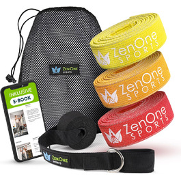 Набір еластичних стрічок для фітнесу ZenOne Sports® - 5 рівнів опору | Стрічки для силових тренувань вдома та в подорожах | Гумові стрічки для спорту
