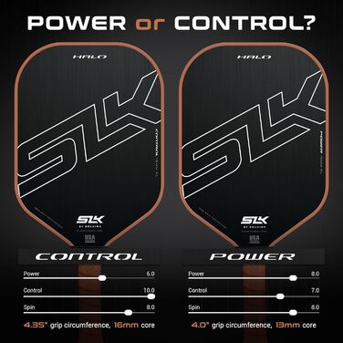Падл для піклболу Selkirk SLK Halo Control & Power з карбоновим покриттям, полімерним ядром Rev-Core Power, для максимального обертання та контролю