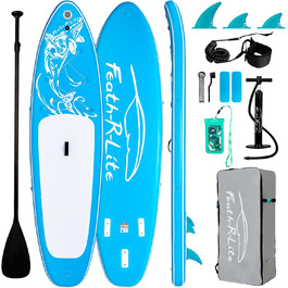 Надлегка SUP дошка FEATH-R-LITE для дорослих, широка стабільна конструкція, комплект: весло, сумка, насос, синя