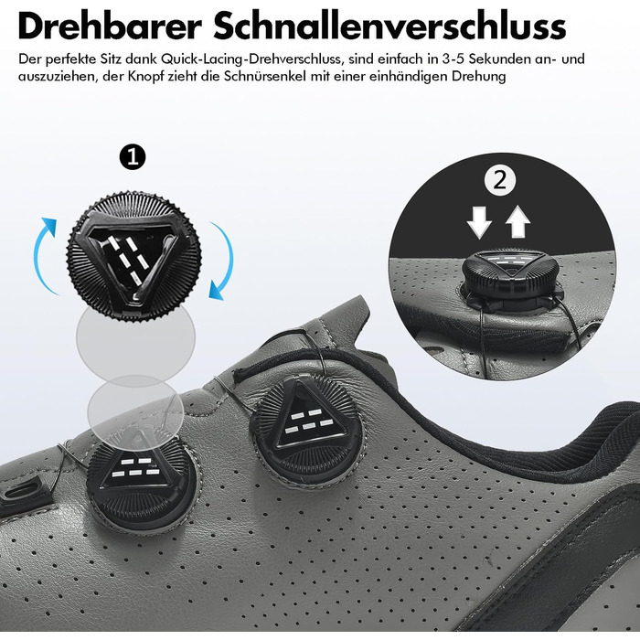 Велосипедні шкарпетки для чоловіків та жінок, шосейні велотуфлі, сумісні з SPD, SPD-SL, Look Delta/Keo | Універсальні велотуфлі для Peloton, шосе та велотренажери | Легкі та дихаючі, 40 EU, сірі