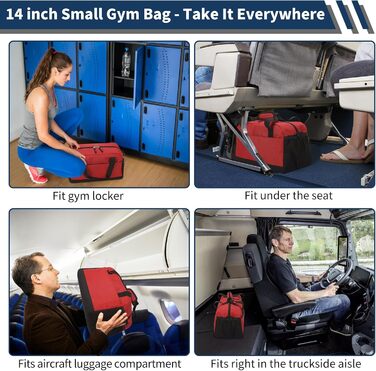 Спортивна сумка маленька з відділенням для мокрого - 35x20x20 см, ручна поклажа, міні-дуфл-сумка з кількома відділеннями для спорту, відпочинку, коротких подорожей (червона, 35 см)