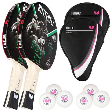Набір для настільного тенісу Butterfly Timo Boll SG11: 2 ракетки + 2 чохли Drive Case + 6 м'ячів ITTF R40+