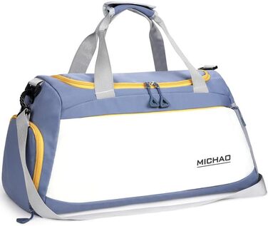 Спортивна сумка-рюкзак для подорожей та спорту, 48x23x27 см, з відділенням для взуття та мокрих речей, водонепроникна, для жінок та чоловіків (білий+синій)