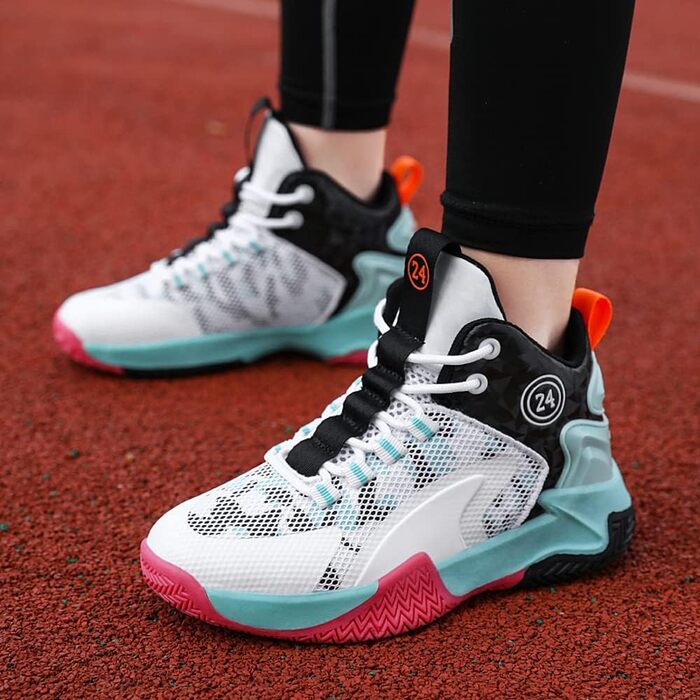 Дитячі баскетбольні кросівки Kinder High-Top з амортизацією, легкі, антиковзкі, дихаючі, унісекс, 38 EU, білі/чорні