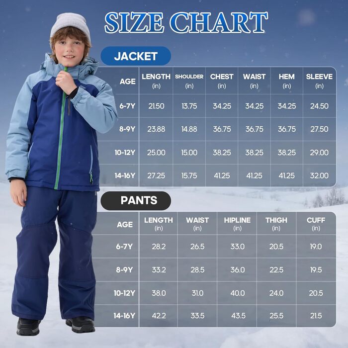 SNOWER Дитячий зимовий комбінезон для хлопчика з капюшоном, гірськолижний костюм, теплий, кольоровий зелений (10-12 років, індиго)