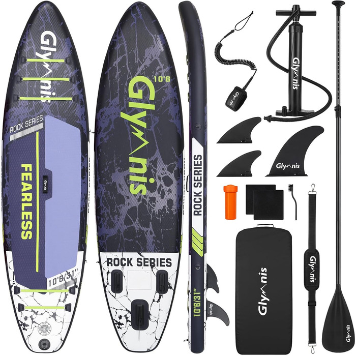 Надувний SUP Борд Glymnis 10'6' для Станд Ап Паддлінг (SUP) 320x81x15см з Алюмінієвим Веслом, Насосом та Аксесуарами