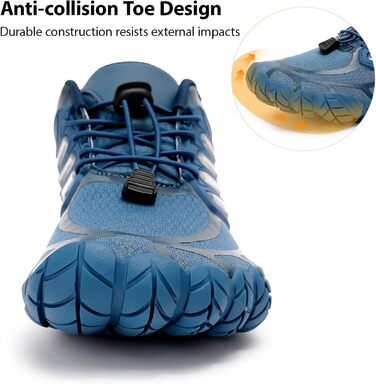 Чоловічі босі кросівки з широкою передньою частиною, Zero Drop, мінімалістичні для воркауту, крос-тренінгу, ходьби, хайкінгу, води, важкої атлетики, босі кросівки (47 EU, Синій)