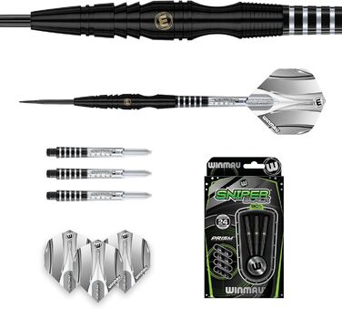 Професійний дартс-набір WINMAU Sniper Black з вольфраму, з оперенням і стрижнями