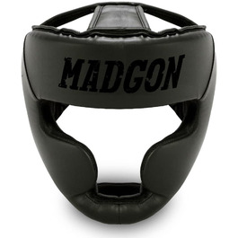 MADGON Преміальний боксерський шолом із захистом обличчя для MMA, боксу, кікбоксингу та спарингу, максимальний огляд і безпека, розмір M, чорний