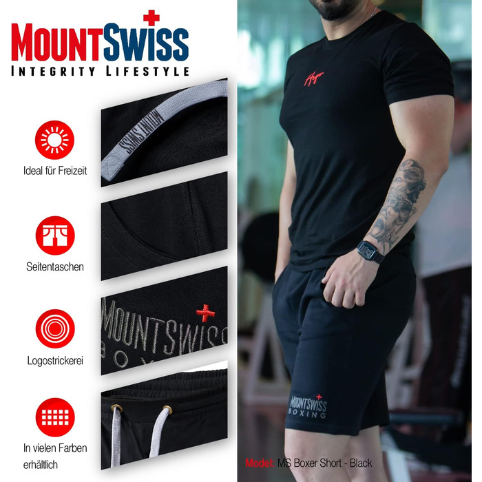 Чоловічі літні шорти Mount Swiss великого розміру (4XL), 100% бавовна, чорні, спортивні шорти для відпочинку з еластичним поясом та кишенями