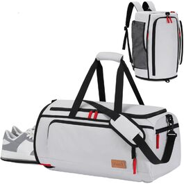 Спортивна сумка-рюкзак Lifewit 40L для чоловіків, водонепроникна дорожня сумка з відділенням для взуття та вологих речей, сріблясто-сіра