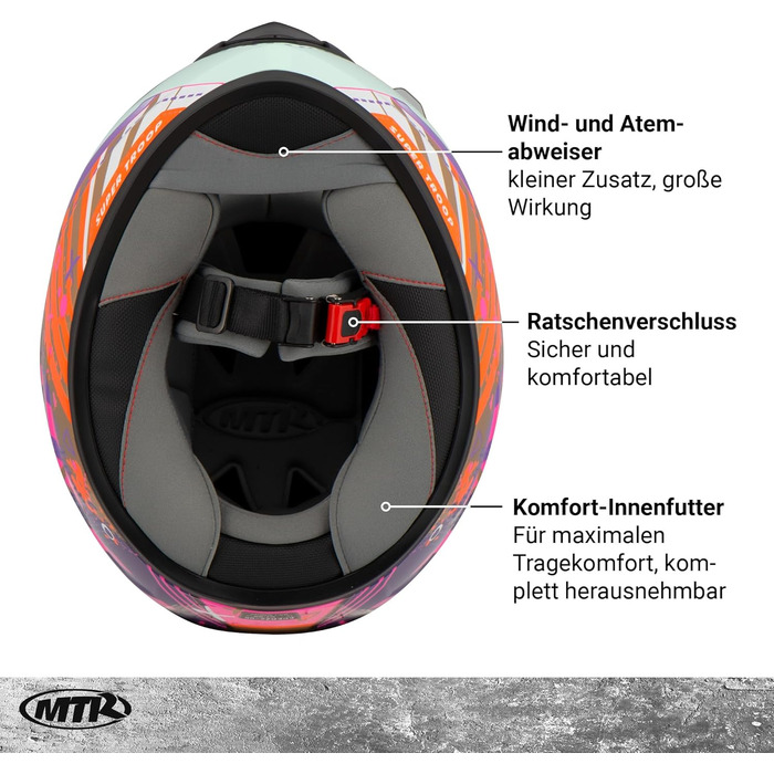 Дитячий мотошолом MTR S-12 Kids Evo, сертифікат ECE 22.06, чорний, безпечний і міцний шолом для дітей з прозорим візором і ременем на засувці