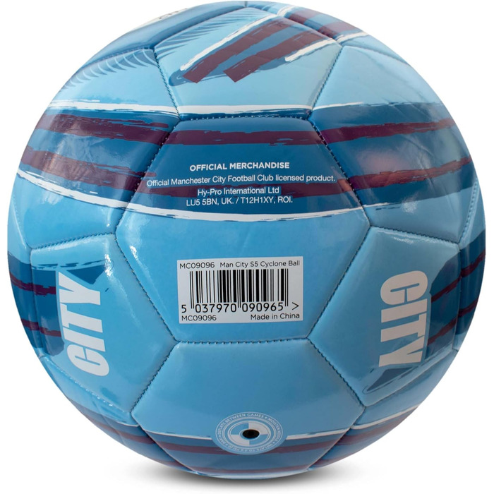 М'яч для футболу Hy-Pro Cyclone | Офіційно ліцензований Манчестер Сіті | Розмір 5 | Тренувальний, ігровий, колекційний | Для дітей та дорослих