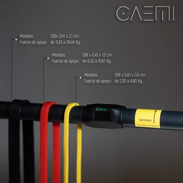 CAEMI Турнік для стіни, регульований 72–110 см, до 200 кг, без свердління, домашній турнік з гумками та електронною дошкою для тренувань