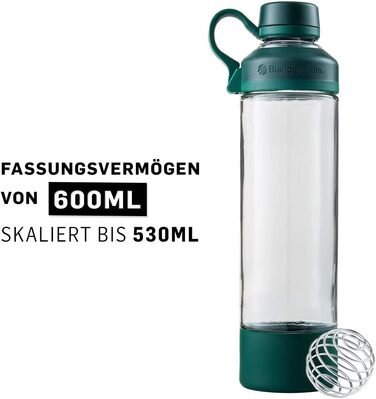 Скляна пляшка BlenderBottle Mantra 600 мл, зелена, з BlenderBall, для води, йоги та протеїну, BPA-free