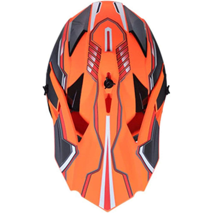 Мотошолом YASE Cross для мотокросу/ендуро/даунхілу, повний захист обличчя, для мопеда/ATV/MTB (чорний/помаранчевий/червоний, L (56-57 см))