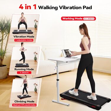 Ходунковий килимок з APP, бігова доріжка для дому 6 км/год, ходункова доріжка для офісу та дому з пультом дистанційного керування (Чорний)