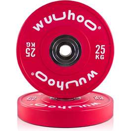 wuuhoo® Pro Competition Bumper Plates Zane – Професійні бамперні диски 50 мм для важкої атлетики, вулканізована сталева втулка, преміум-якість