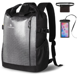 Водонепроникний рюкзак Seesack Rolltop з кишенею для телефону, 25L, для плавання, каякінгу, рафтингу, пляжу, чоловічий/жіночий (чорний)
