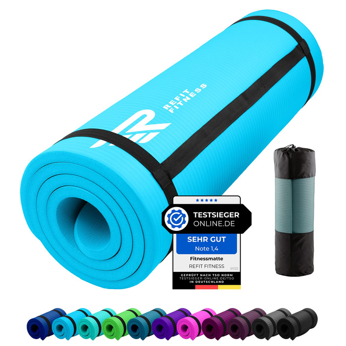 Килимок для йоги та пілатесу Gymnastikmatte Profi 190x60 см, 10-15 мм, NBR, з ременем та сумкою - антиковзкий килимок для спорту
