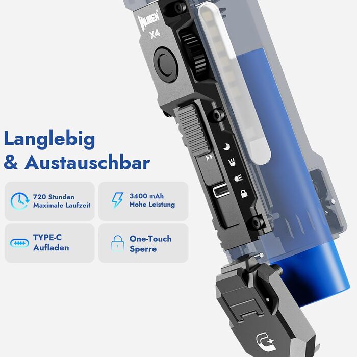 WUBEN X4 Mini LED ліхтарик з RGB підсвічуванням, 1500 люменів, IP68, тактичний, для кемпінгу та надзвичайних ситуацій, чорний