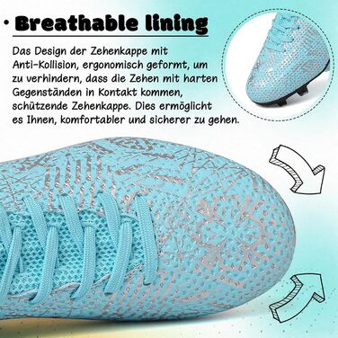 Дитячі футбольні бутси для хлопчиків та дівчаток AG, біло-блакитні (36 EU, блакитний, зелений)