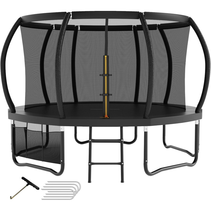 Батут для дітей Trampolin Outdoor з захисною сіткою, драбинкою і рукавичкою, дизайн гарбуза, Ø 228/305/366/427 см, сертифікат GS, до 150 кг, для саду